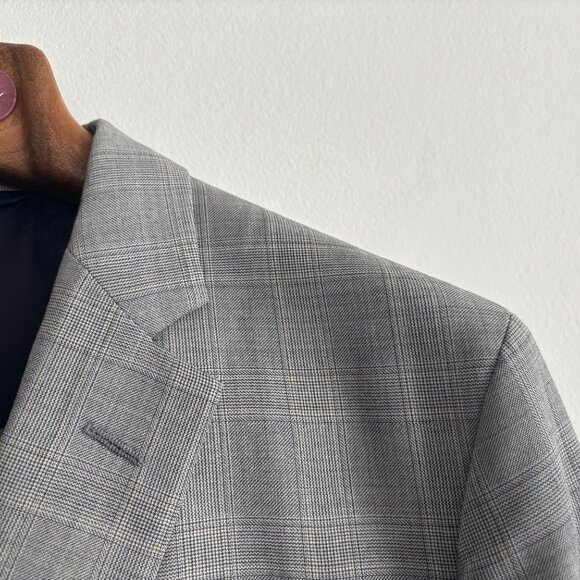 $1800 Brooks Brothers Checked Grey Wool Suit 40- 42, Pants 35 Made in Italy - Picture 5 of 16